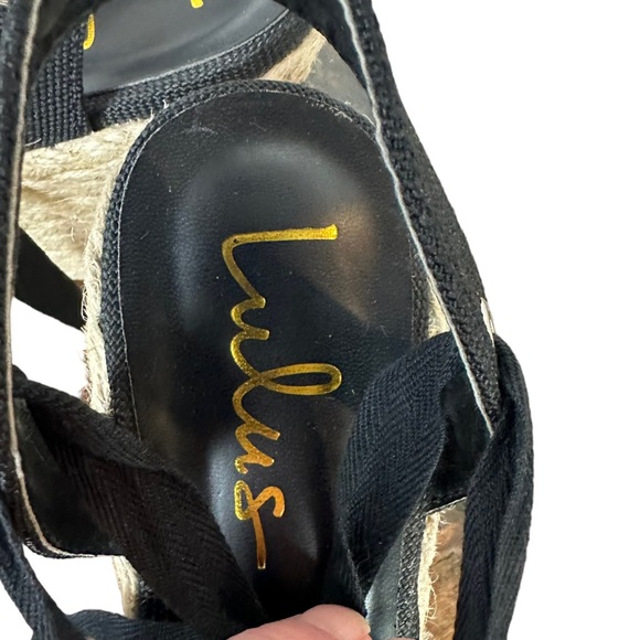 Lulus Esme Black Lace Up Espadrille Wedges Heels Size 9 - Picture 6 of 9